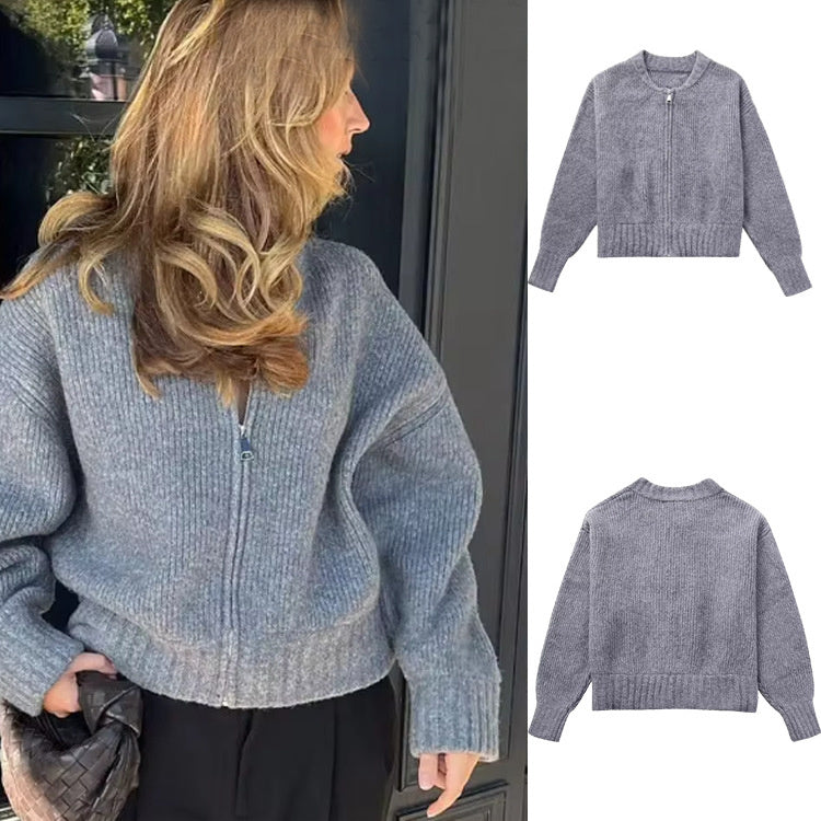 Pull Gris Zippé en Maille Douce